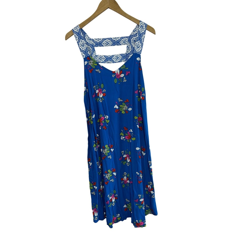 Matilda Jane Royal Blue Floral Midi with White Lace Yoke